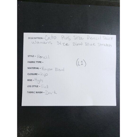 Cato Plus Size Pencil Skirt Womens 26W Blue Stretch Rayon Blend High Rise - Picture 6 of 7